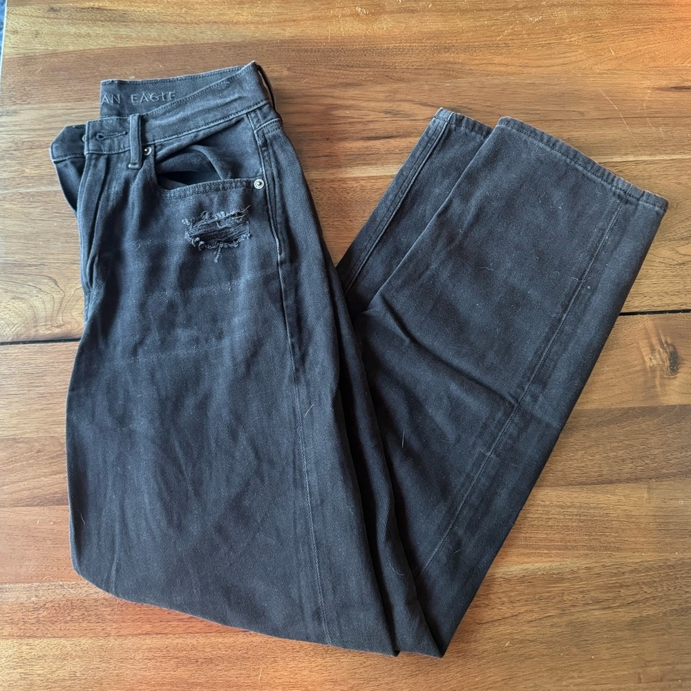 american eagle black straight leg jeans